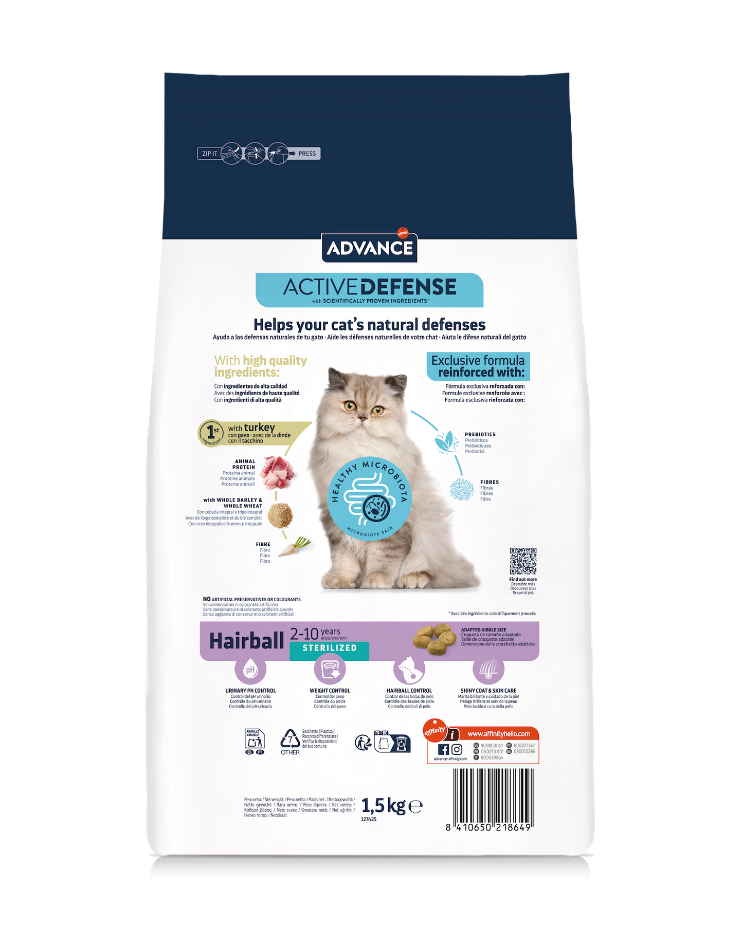 Advance Hairball with Turkey and Rice - suaugusioms katėms