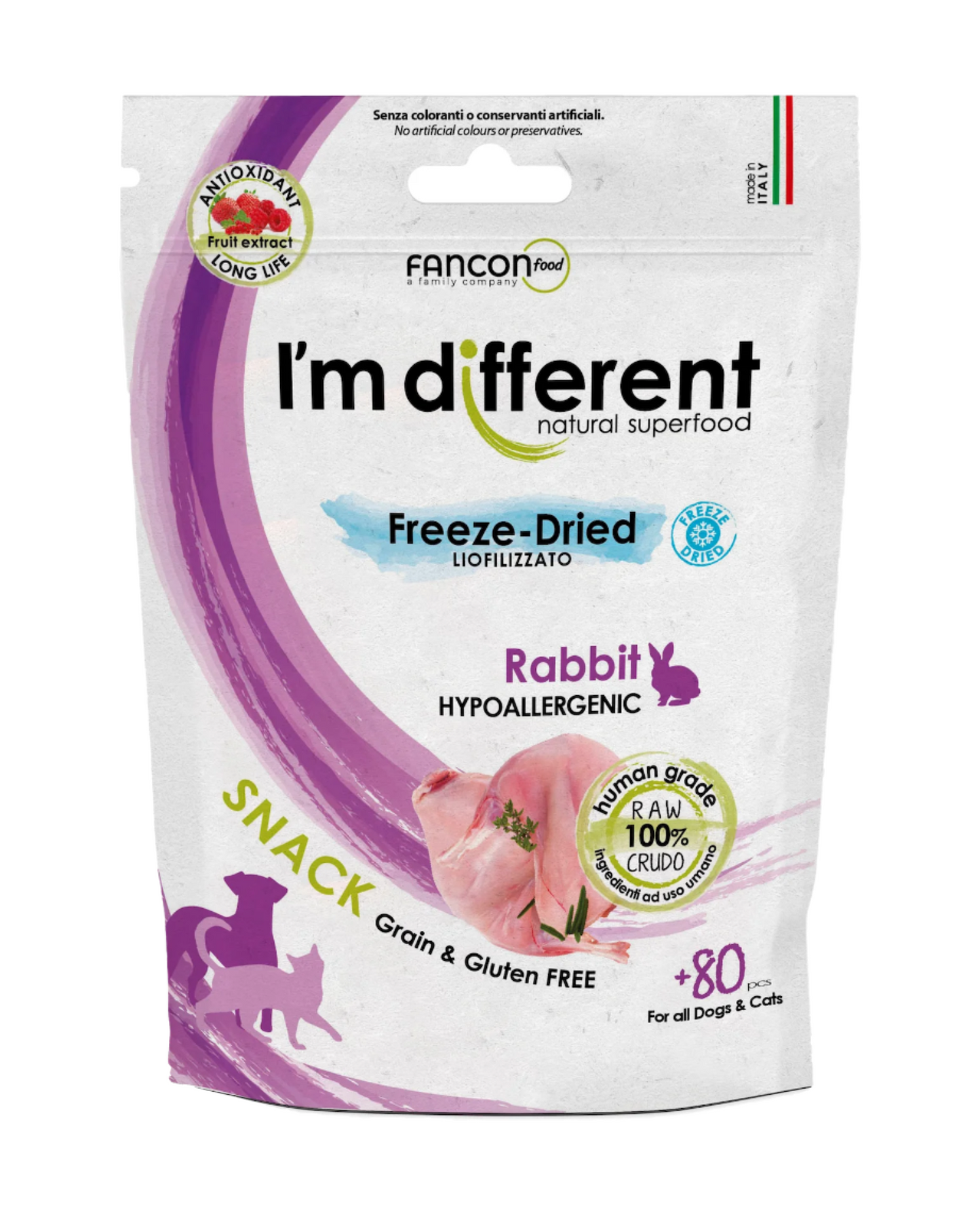 I'm different Rabbit Snack liofilizuoti vieno baltymo skanėstai su triušiena