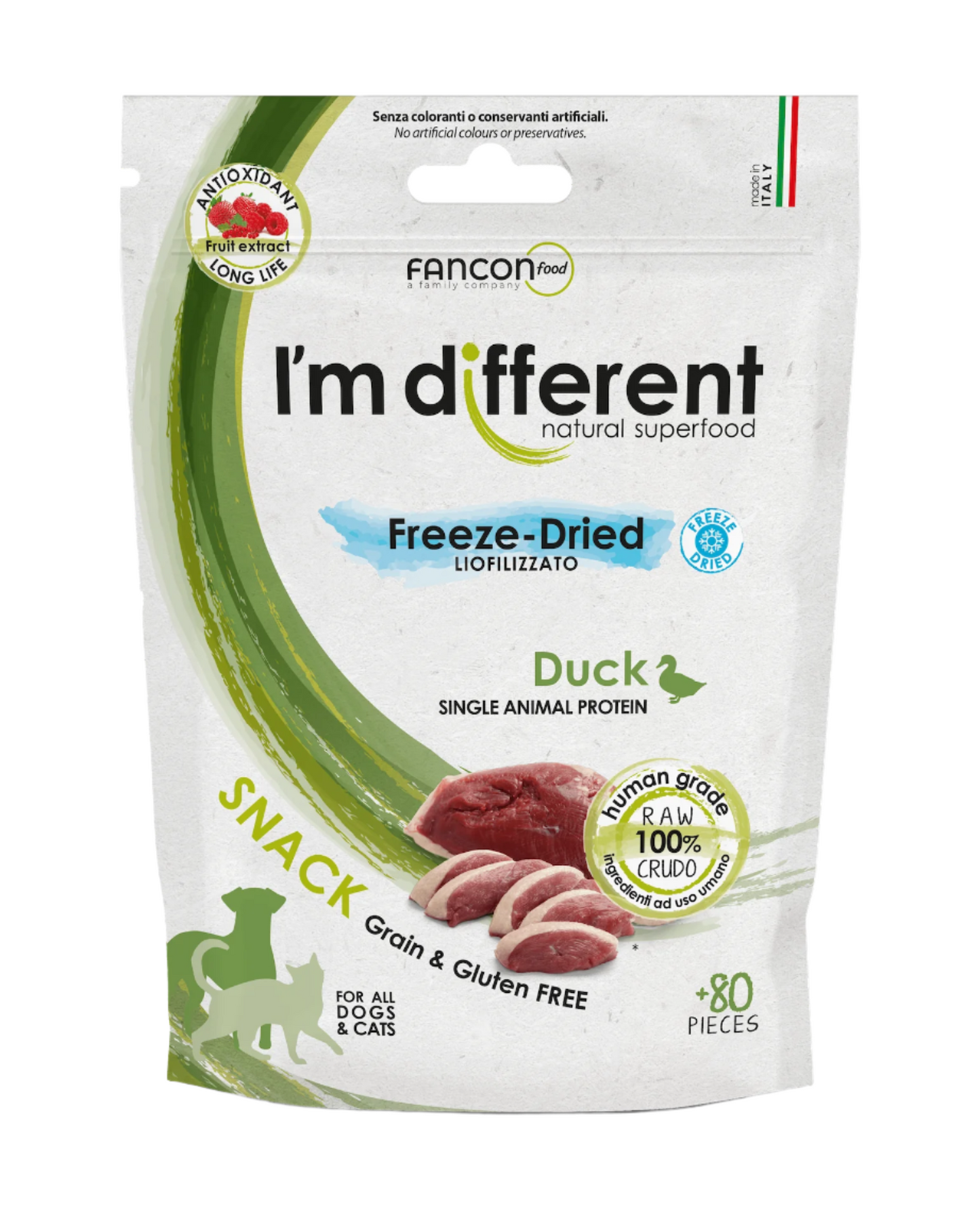 I'm different Duck Snack liofilizuoti vieno baltymo skanėstai su antimi