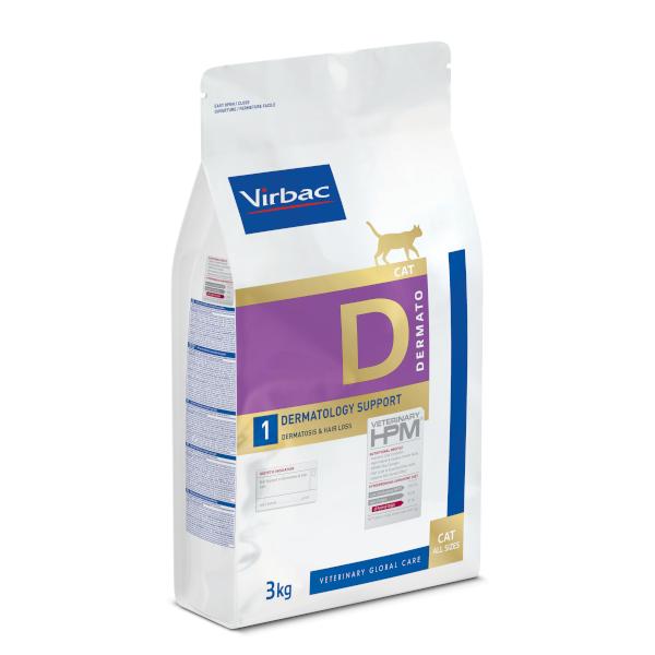 Virbac VETERINARY™ HPM D1 DERMATOLOGY SUPPORT - ėdalas katėms esant dermatozėms ir per dideliam kailio slinkimui