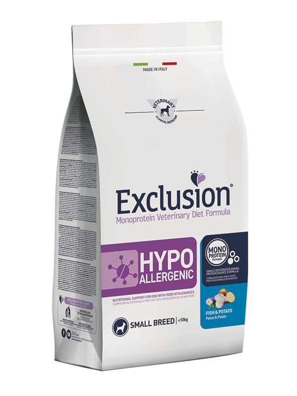 Exclusion® HYPOALLERGENIC small breed su žuvimi ir bulvėmis