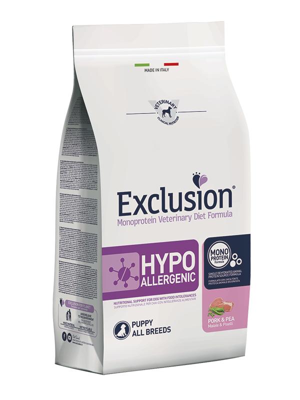 Exclusion® HYPOALLERGENIC PUPPY su kiauliena ir žirniais