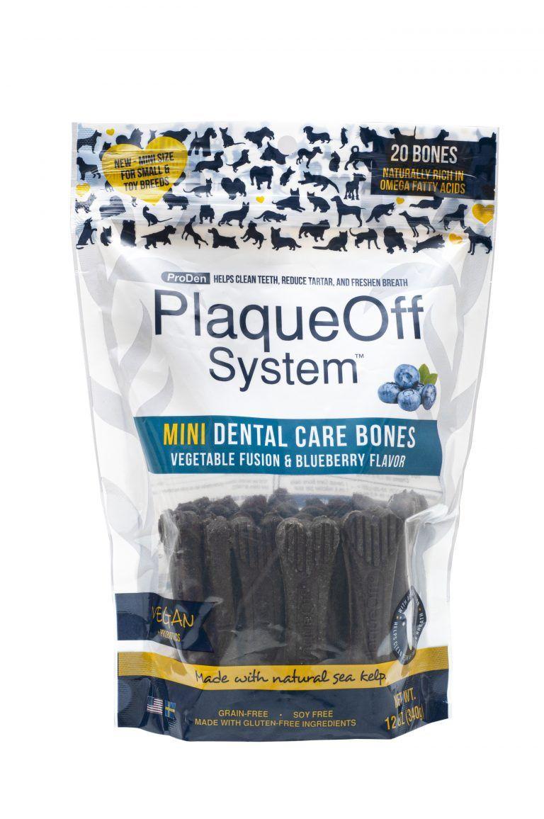 ProDen PlaqueOff™ System DENTAL CARE BONES MINI su daržovėmis ir mėlynėmis