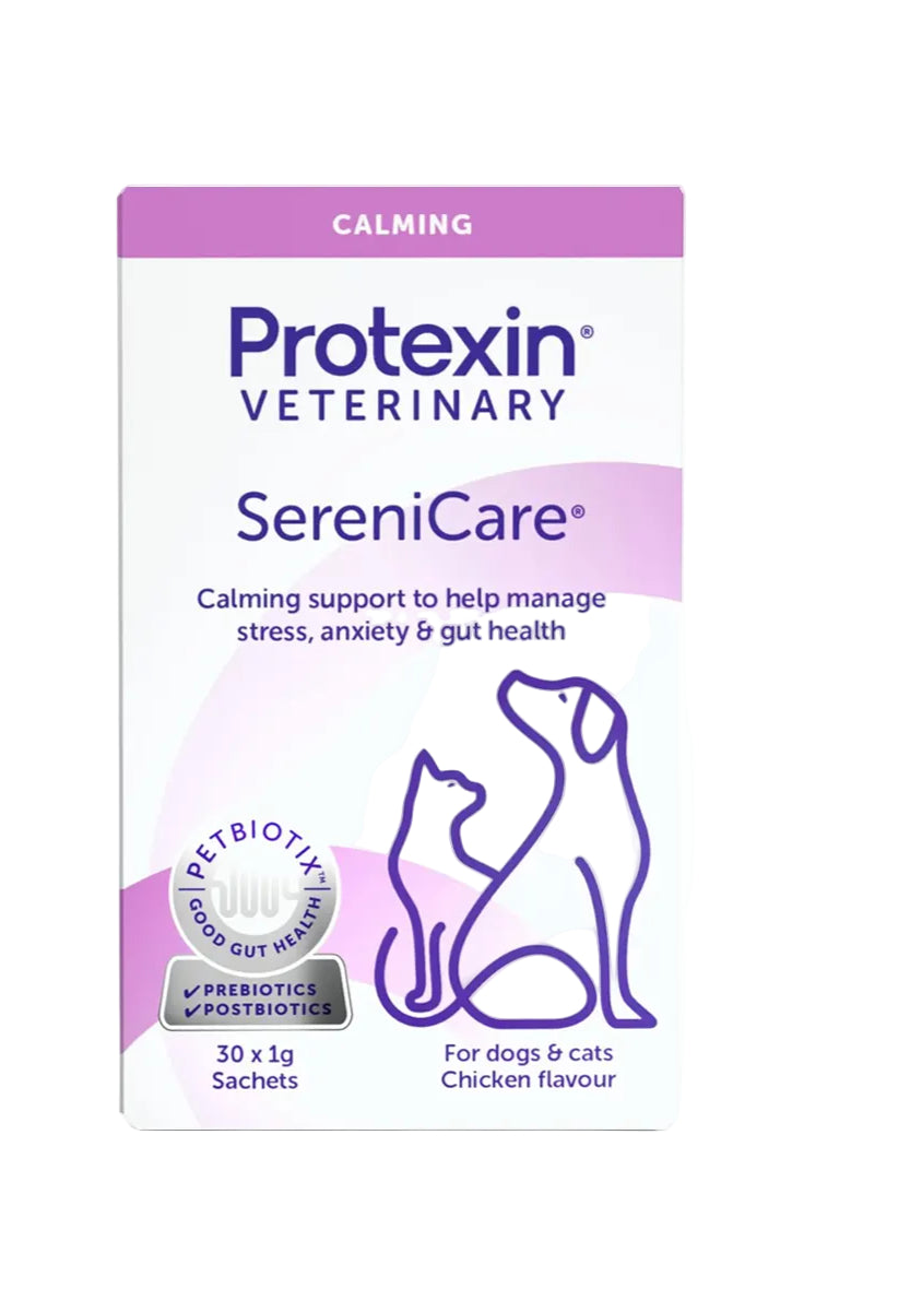 PROTEXIN® SereniCare® unikalus derinys šunims ir katėms, kuris padeda valdyti stresą, nerimą bei palaikyti žarnyno sveikatą