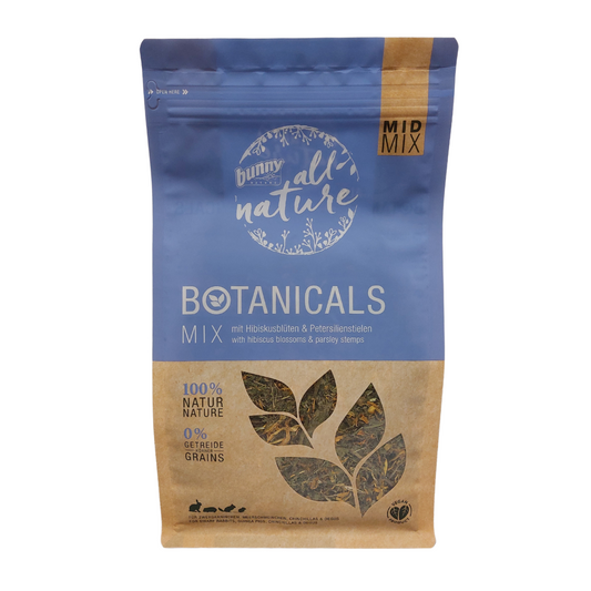 bunnyNature® BOTANICALS MID MIX žolelių mišinys su kinrožių žiedais ir petražolių stiebais