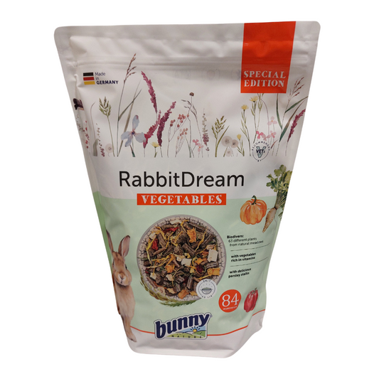bunnyNature® RabbitDream VEGETABLES pašaras suaugusiems nykštukiniams triušiams su daržovėmis