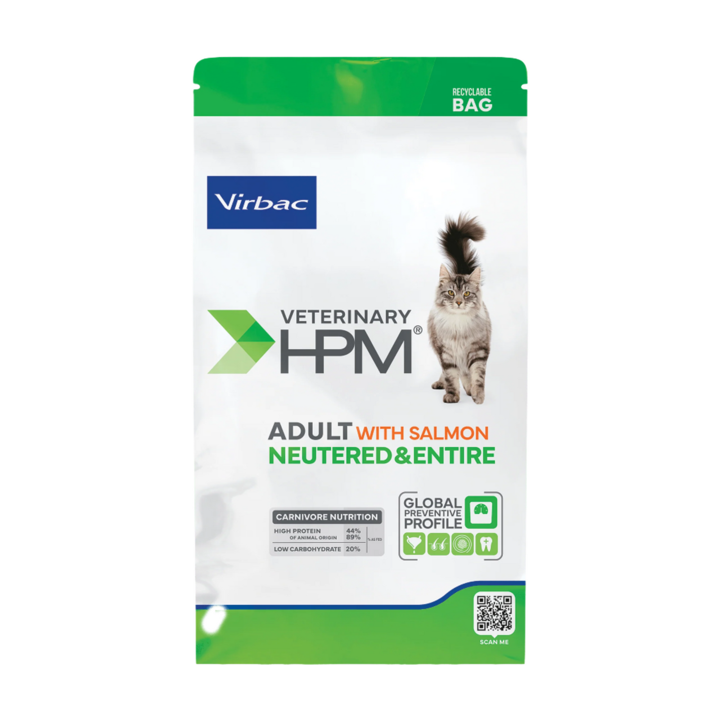 Virbac VETERINARY™ HPM Adult with salmon NEUTERED & ENTIRE CAT - ėdalas sterilizuotoms/nesterilizuotoms katėms