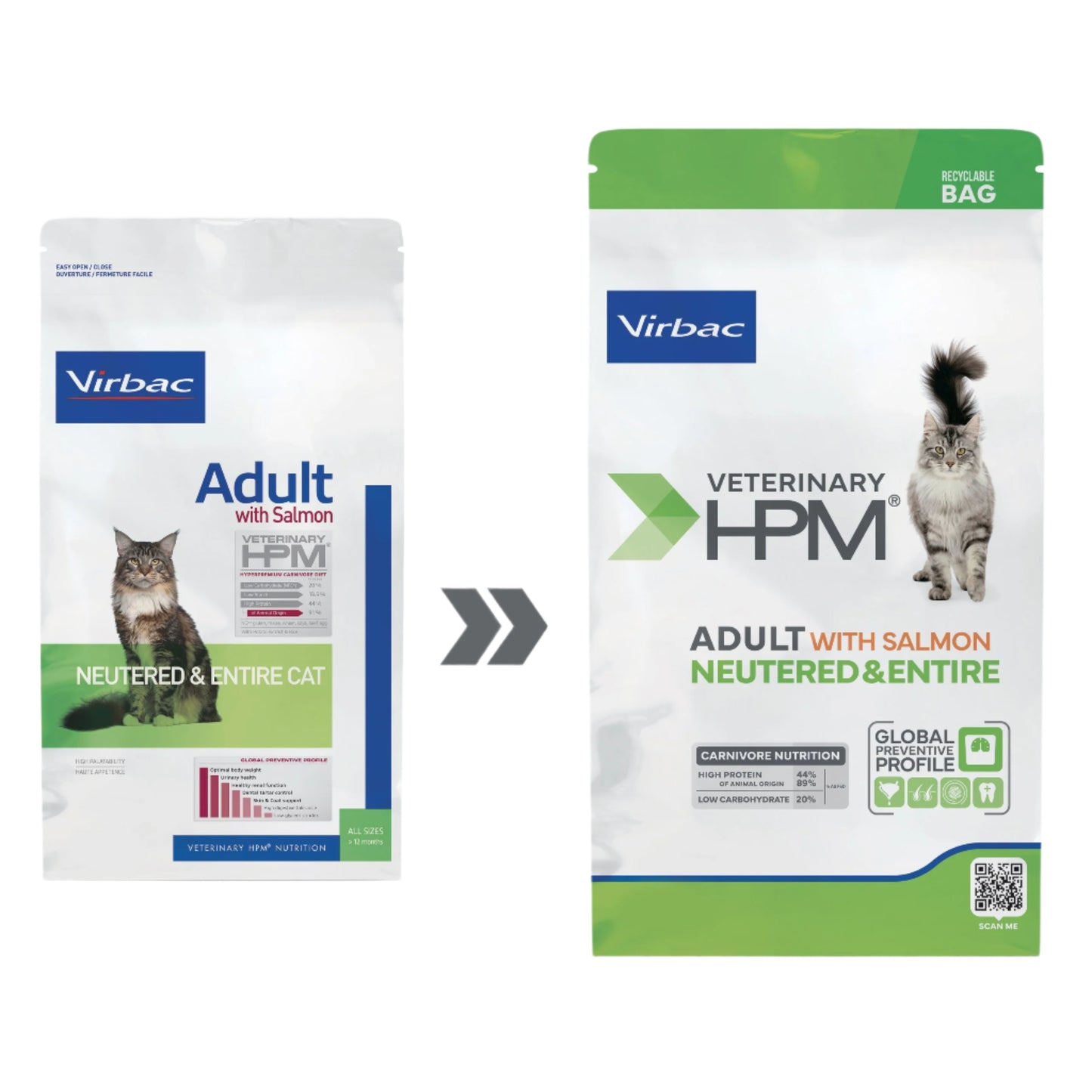 Virbac VETERINARY™ HPM Adult with salmon NEUTERED & ENTIRE CAT - ėdalas sterilizuotoms/nesterilizuotoms katėms