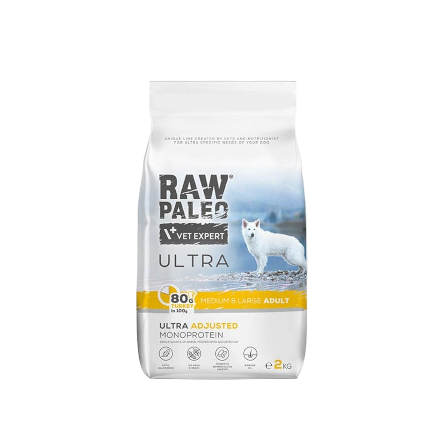 RAW PALEO® ULTRA MEDIUM MAXI ADULT vieno baltymo ėdalas su kalakutiena