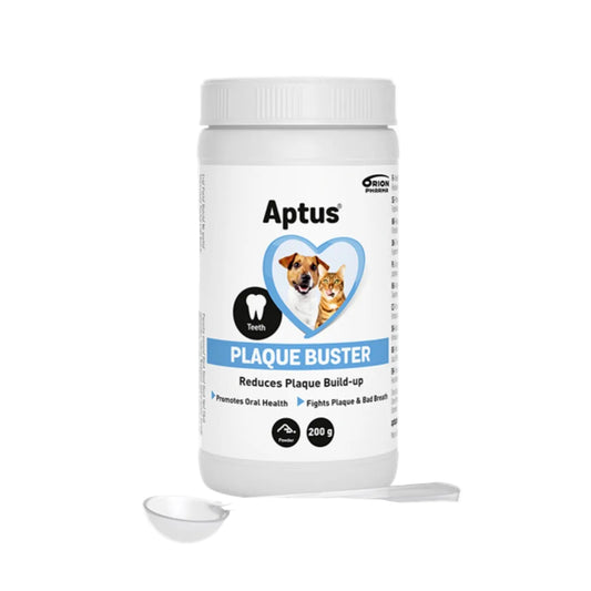Aptus PLAQUE BUSTER papildas šunims ir katėms dantų apnašoms šalinti