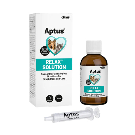Aptus RELAX™ SOLUTION skystas papildas šunims ir katėms stresinėms situacijoms valdyti