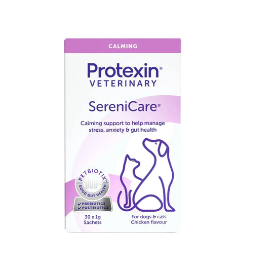 PROTEXIN® SereniCare® unikalus derinys šunims ir katėms, kuris padeda valdyti stresą, nerimą bei palaikyti žarnyno sveikatą