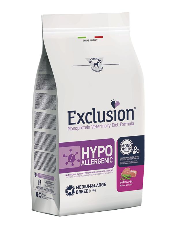 Exclusion® HYPOALLERGENIC M/M su kiauliena ir žirniais