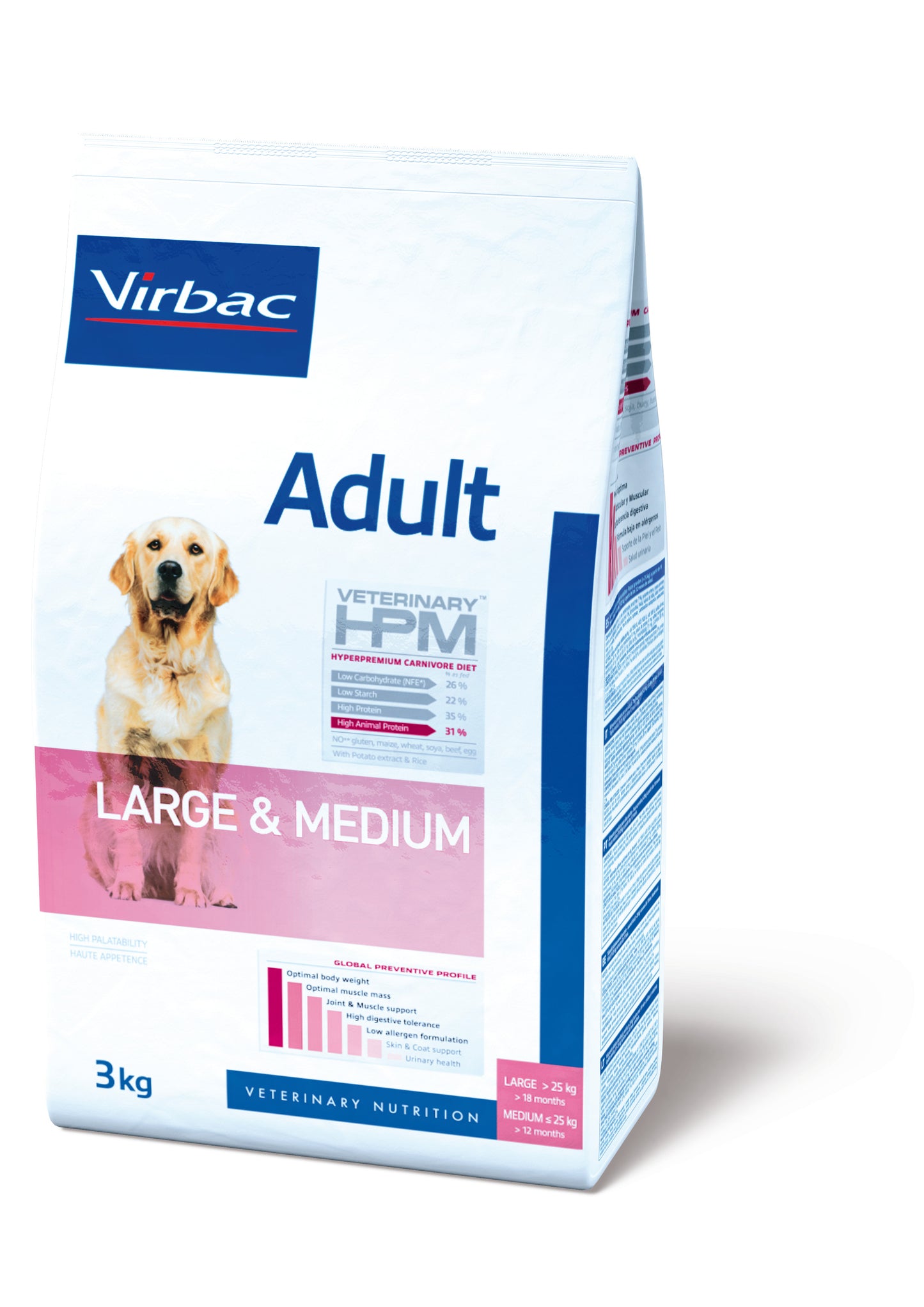 Virbac VETERINARY™ HPM Adult LARGE & MEDIUM - ėdalas suaugusiems šunims