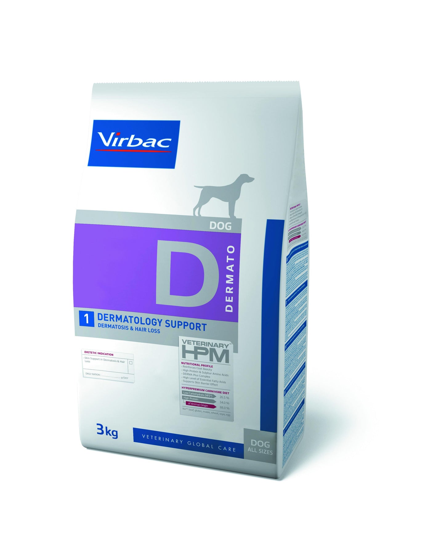 Virbac VETERINARY™ HPM D1 DERMATOLOGY SUPPORT - ėdalas šunims esant dermatozėms ir kailio slinkimui