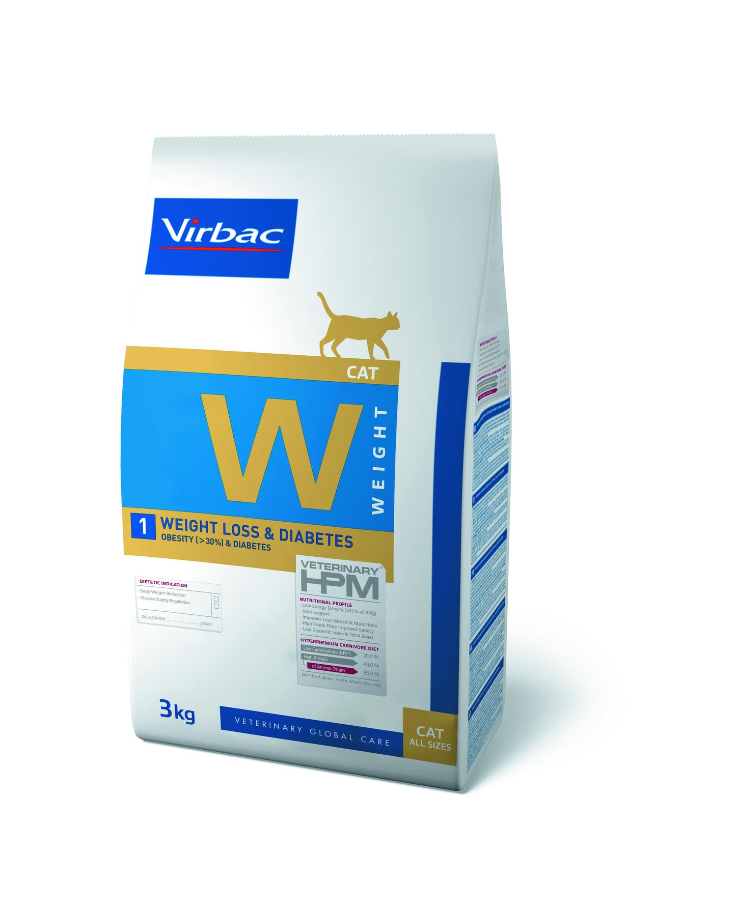 Virbac VETERINARY™ HPM W1 WEIGHT LOSS & DIABETES - ėdalas katėms esant nutukimui, diabetui